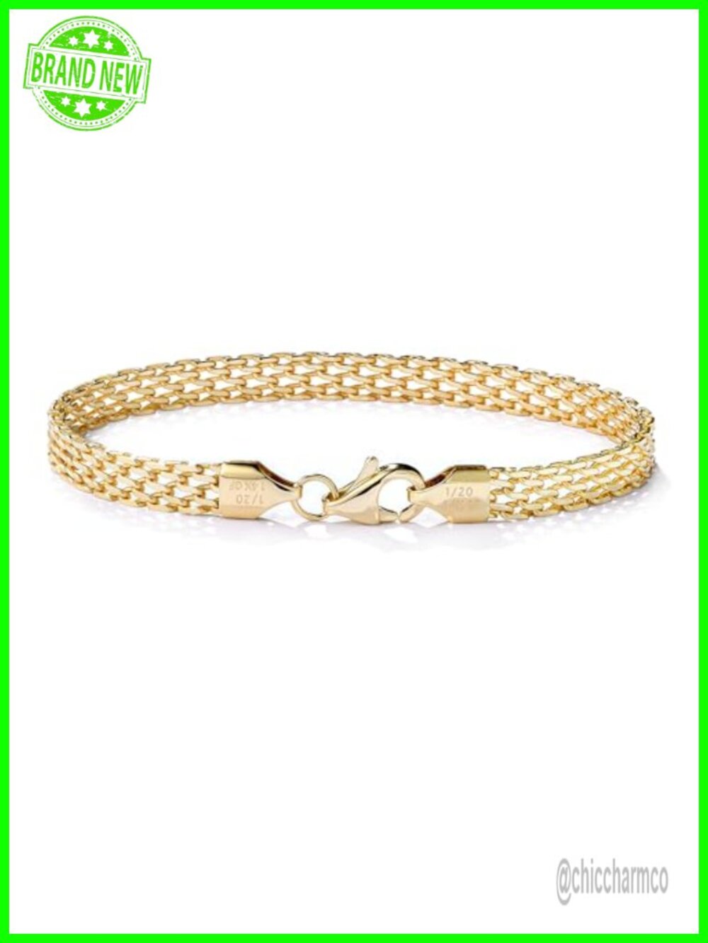 14k Gold Filled 5mm Mesh Link Chain Bracelet Women Dainty Adjustable 6.5-8 Inch